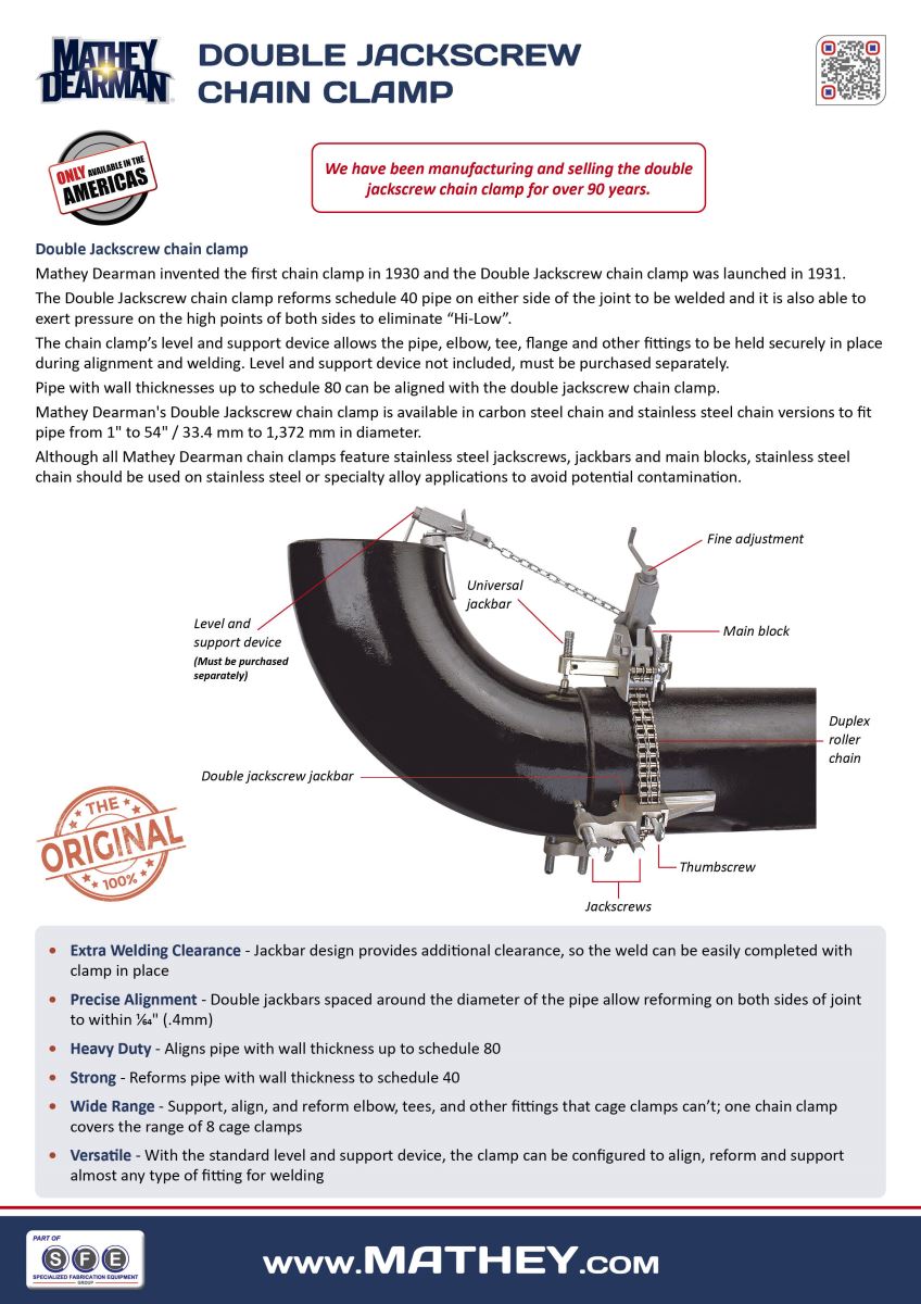 Dearman Pipe Clamp Double Jackscrew Chain Clamp For Welding Pipe